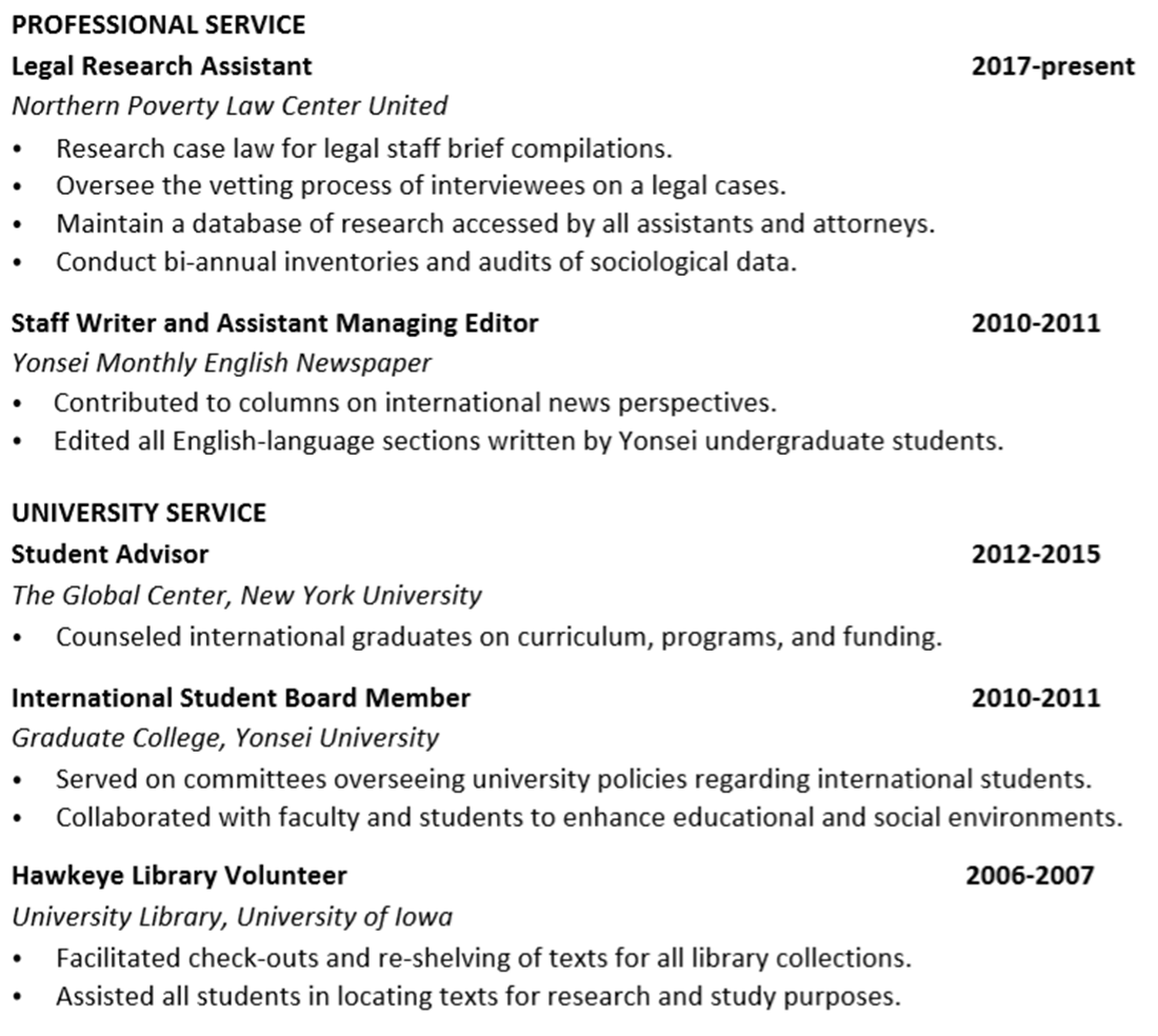 for position sample vitae faculty curriculum Wordvice  å­¸è¡“å±¥æ­·/å­¸è¡“ç°¡æ­·(CV)æ’°å¯«æŠ€å·§åŠç¯„ä¾‹