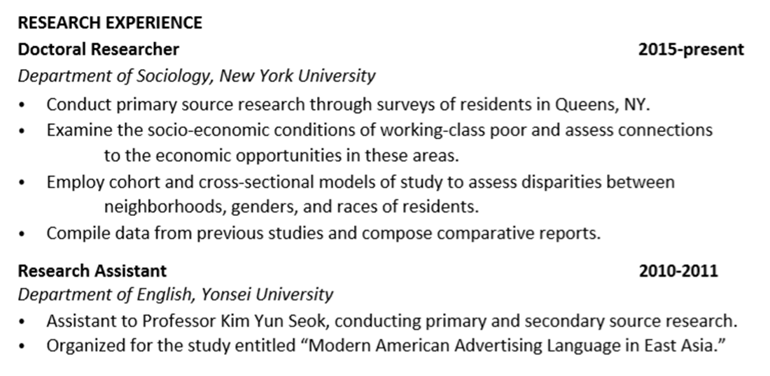 Curriculum Vitae In Research Paper Example - 10 Student ...