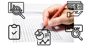 editing icons on top of a picture of a hand writing